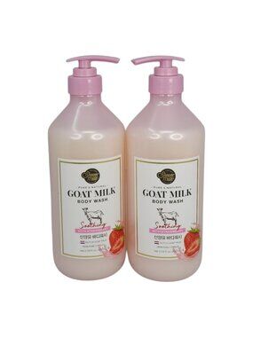 Aekyung Shower Mate 2 Pack Goat Milk Body Wash Strawberry Scent 27 oz each
